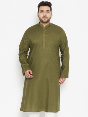 VASTRAMAY PLUS Men Solid Straight Kurta(Green)