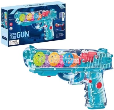 WOW Toys-Delivering Joys of Life Concept Musical Transparent Gear Gun|3D Lights & Sound|Multi Colour|| Pack of 1(Multicolor)