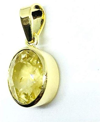 Jaipur Gemstone Jaipur Gemstone Certified Natural Yellow Pukhraj Gemstone for Women Gold-plated Sapphire Copper Pendant