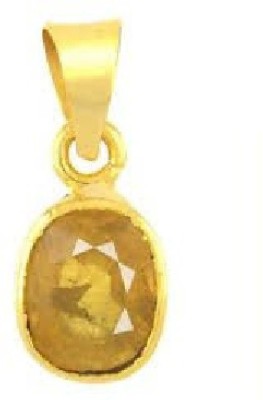 Jaipur Gemstone Jaipur Gemstone Most Demaned and Pure Yellow Sapphire Stone Pendant Gold-plated Sapphire Copper Pendant