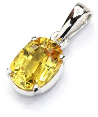 Jaipur Gemstone Jaipur Gemstone Yellow Sapphire Stone Pendant for Girls & Women Sterling Silver Sapphire Silver Pendant