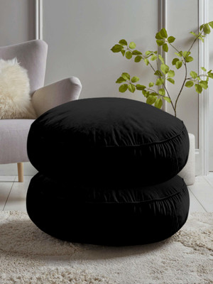 Anil Enterprises Microfibre Solid Floor Cushion Pack of 2(Black)