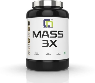 CHAMPS NUTRITION MASS 3X 6Lbs Weight Gainers/Mass Gainers(3 kg, STRAWBERRY)