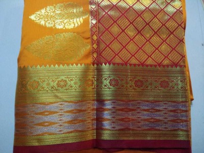 WEDDING SAREES WALA Self Design Bollywood Pure Silk Saree(Yellow)