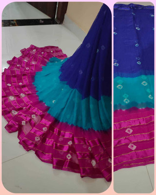 NeeLKANTH ENTERPRISE Dyed Bandhani Chiffon Saree(Multicolor)