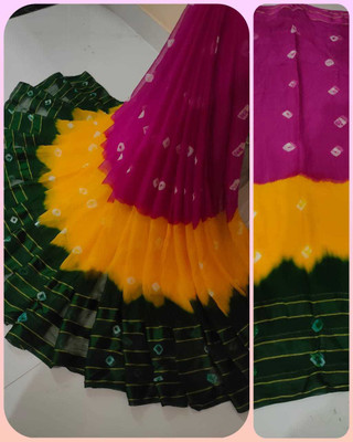 NeeLKANTH ENTERPRISE Dyed Bandhani Chiffon Saree(Multicolor)