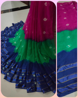 NeeLKANTH ENTERPRISE Dyed Bandhani Chiffon Saree(Multicolor)