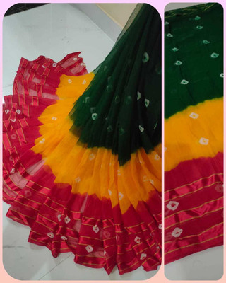 NeeLKANTH ENTERPRISE Dyed Bandhani Chiffon Saree(Multicolor)
