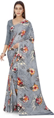 Bansi Ecom Floral Print Bollywood Georgette Saree(Grey)