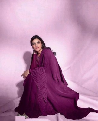Lycrofest Solid/Plain Bollywood Silk Blend Saree(Purple)