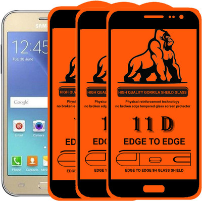 Express Buy Edge To Edge Tempered Glass for Samsung Galaxy J2, 11D With Easy Installation kit(Pack of 3)