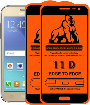Express Buy Edge To Edge Tempered Glass for Samsung Galaxy J2, 11D With Easy Installation kit(Pack of 2)