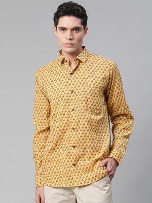 MILLENNIAL MEN Men Printed Casual Yellow Shirt