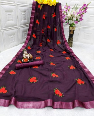 RE Renny Enterprise Embroidered Bollywood Georgette Saree(Magenta)