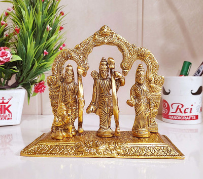 KridayKraft Ram Darbar Statue for Pooja for Home Décor,Ram ji idol Gifting Purpose Decorative Showpiece  -  17.5 cm(Metal, Gold)