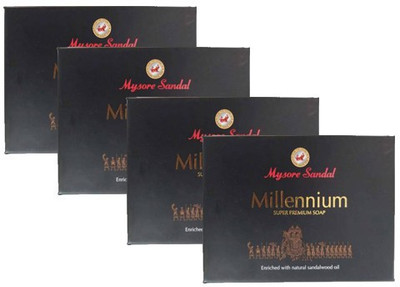 MYSORE SANDAL Millennium Soap 150g Pack of 4 (4 x 150 g)(4 x 37.5 g)