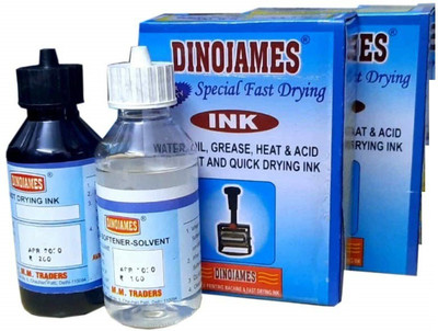 dinojames Fast Drying Ink-100ml (pack of-2) Stamp Pad Ink(200 ml)