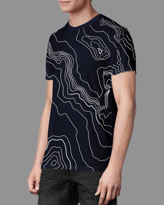 FastColors Men Colorblock Round Neck Cotton Blend Blue T-Shirt For Rs. 99 @ 95 %
