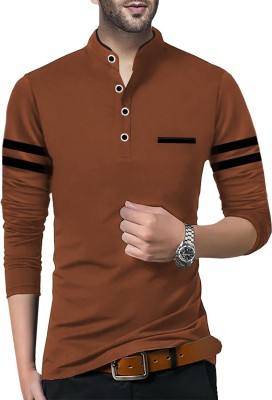 FastColors Solid Men Round Neck Brown T-Shirt