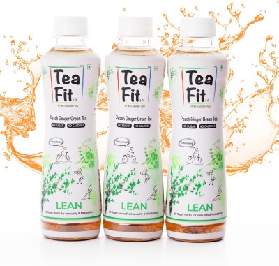 TeaFit ZERO SUGAR Peach Ginger Green Tea with 15 Super Herbs Ginger Iced Tea Plastic Bottle(3 x 300 ml)