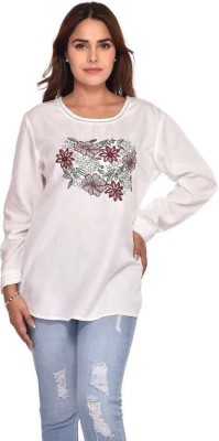 RIHANI FAB Casual Embroidered Women White Top