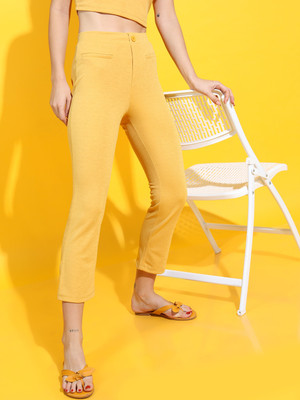 Tokyo Talkies Regular Fit Women Yellow Trousers