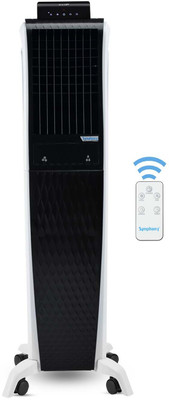 Symphony 55 L Tower Air Cooler with 3-sided Honeycomb Cooling Pads,SMPS Technology,Magnetic Remote