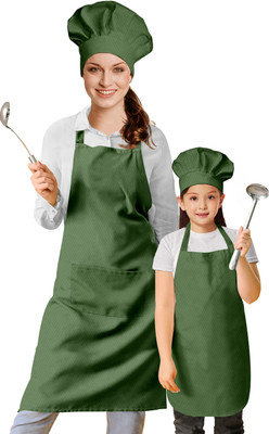 OASIS Cotton Home Use Apron - Free Size(Dark Green, Pack of 2)