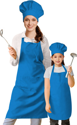 OASIS Cotton Home Use Apron - Free Size(Dark Blue, Pack of 2)
