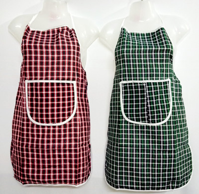 Saksham Enterprises Cotton Home Use Apron - Free Size(Maroon, Dark Green, Pack of 2)