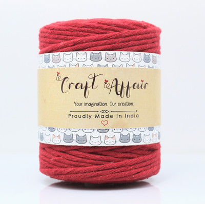 Craft Affair | Single Strand Cotton Macrame Cord (50 M, 3mm) | Craft, DIY - Red