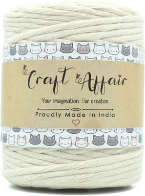 Craft Affair | Single Strand Cotton Macrame Cord (10 M, 3mm) | Craft, DIY - Off White