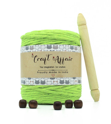 Craft Affair | Single Strand Cotton Macrame Cord (100 M, 3mm) | Craft, DIY - Apple Green Apple Green(Length: 100 m, Diameter: 3 mm)