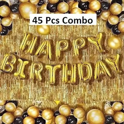 SQE Solid GoldFoil&Curtains_baloon _Set_of45 Balloon (Gold, Pack of 45) Balloon(Multicolor, Pack of 45)