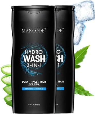 MANCODE Hydro Wash 3-in-1 Body Wash| Face Wash|Hair Shampoo,450ml each, PACK OF 2(850)