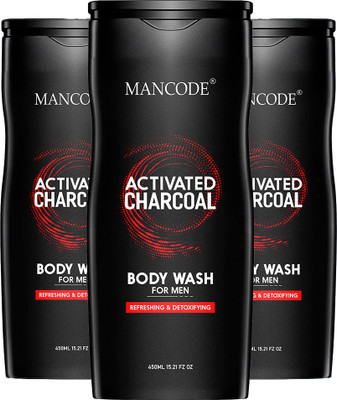 MANCODE Activated Charcoal Body Wash for Men, 450ml each, PACK OF 3(3 x 450 ml)