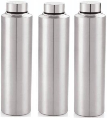 Sameer Enterprises Leakproof Original Stainless Steel Water Bottle Set 1 ltr (pack of 3) 1000 ml Bottle(Pack of 3, Silver, Steel)