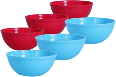 Morvi Plastic Mixing Bowl Plastic Prime Sigma Combo Microwave Safe, 6 Pc, 1300 ml & 2400 ml Red Cyan(Pack of 6, Multicolor)