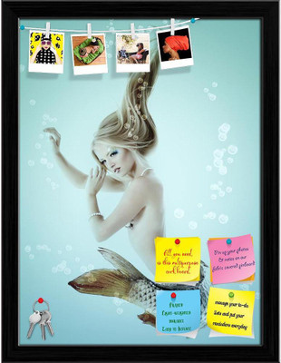 Artzfolio Mermaid Beautiful Magic Underwater Mythology Notice Pin Board Soft Board Cork Bulletin Board(Black Frame 12 x 15.8 inch (30 x 40 cms))