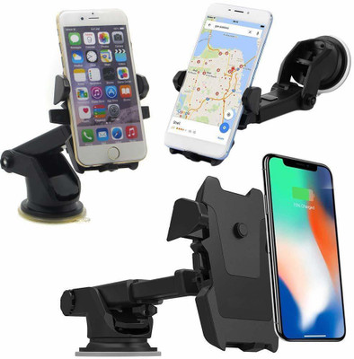 RHONNIUM Car Mobile Holder for Windshield, Clip(Black)