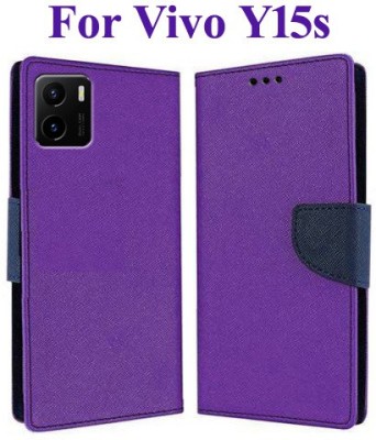Wristlet Flip Cover for Vivo Y15s, Vivo Y15c, Vivo Y01(Purple, Cases with Holder, Pack of: 1)