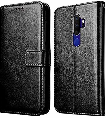 Flipkart SmartBuy Flip Cover for Oppo A5 (2020) Leather Flip Case(Black, Pack of: 1)