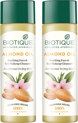 BIOTIQUE Bio Almond Oil Soothing Face andEye Makeup Cleanser, 120ml (Pack of 2)  (240 ml)
