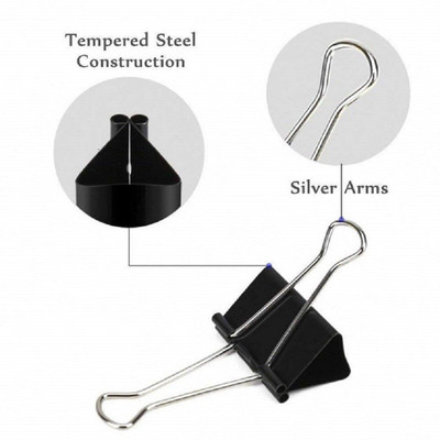 Msquare Supplies NA 19MM Stainless Steel BINDER CLIP(Set of 12, Black)