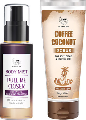 TNW - The Natural Wash Combo with Pull Me Closer Body Mist and Coffee Coconut Scrub | For Long-Lasting Fragrance & Removing Dead Skin Cells(2 Items in the set)