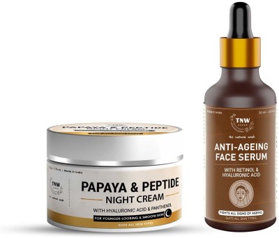 TNW - The Natural Wash Combo with Papaya & Peptide Night Cream & Anti-Aging Face Serum | Reduces Fine Lines & Wrinkles | Suitable for All Skin Types(2 Items in the set)
