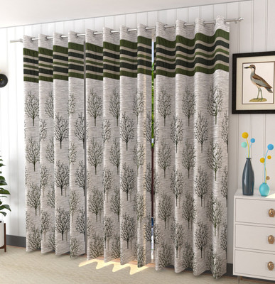 Galaxy Home Decor 153 cm (5 ft) Window Jacquard Room Darkening Curtain (Pack Of 3)(Green, Printed)