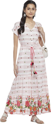 Akkriti by Pantaloons Women Fit and Flare Pink Maxi/Full Length Dress