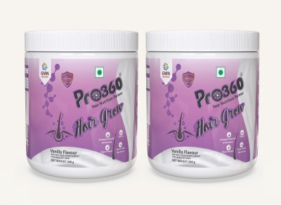 PRO360 Hair Grow Protein Drink Biotin Dietary -Healthier Thicker Shinier Hair Combo of 2 Nutrition Drink(2x250 g, Vannila Flavored)