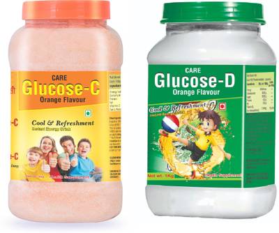 CARE FORMULATION Combo Pack of Care Glucose -C & Glucose-D 1kg (Orange)/Instant Hydration Drink Energy Drink